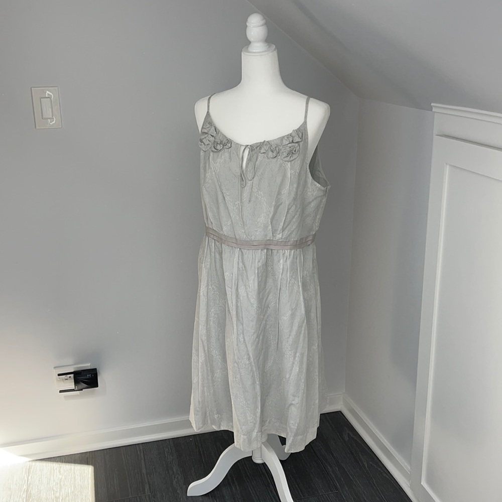 Loft Soft Grey Floral Dress